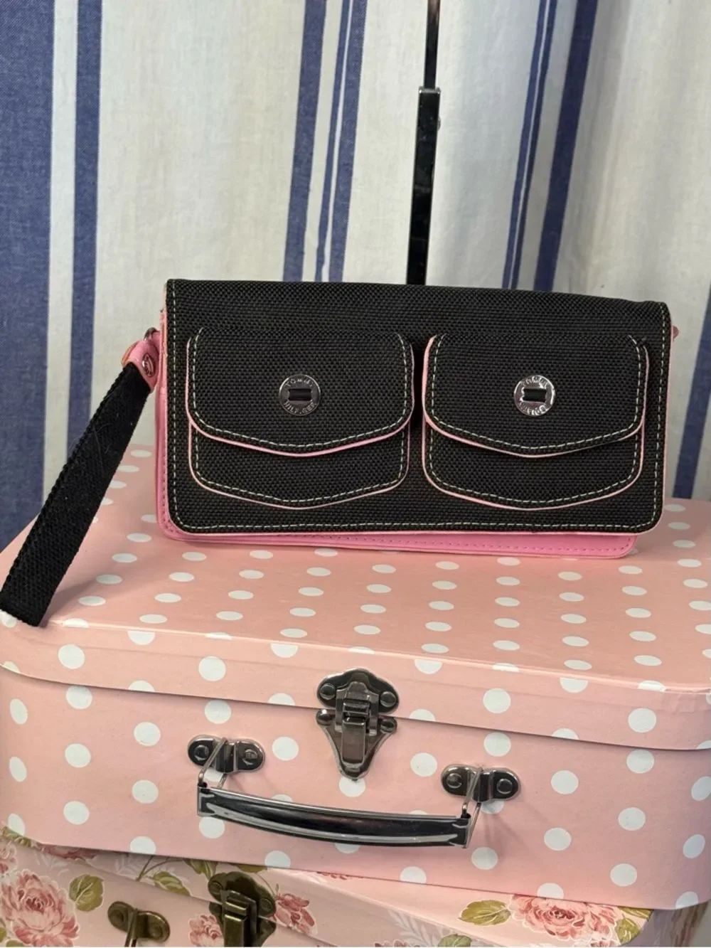 Tommy Hilfiger Black and Pink Women’s Wristlet Wallet